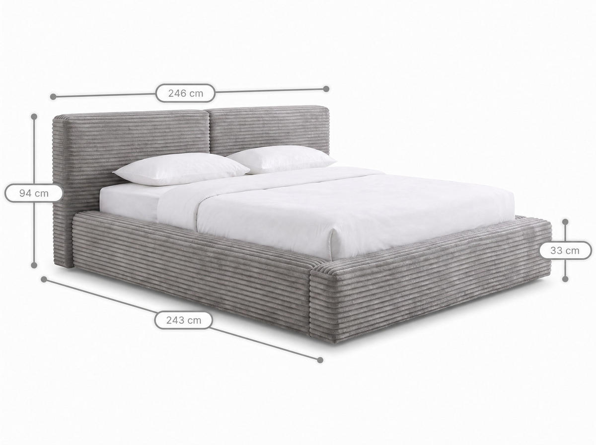 POLSTERBETT Nara Anthrazit 200/200 cm mit Bettkasten - Anthrazit, Textil/Metall (200/200cm) - wonello