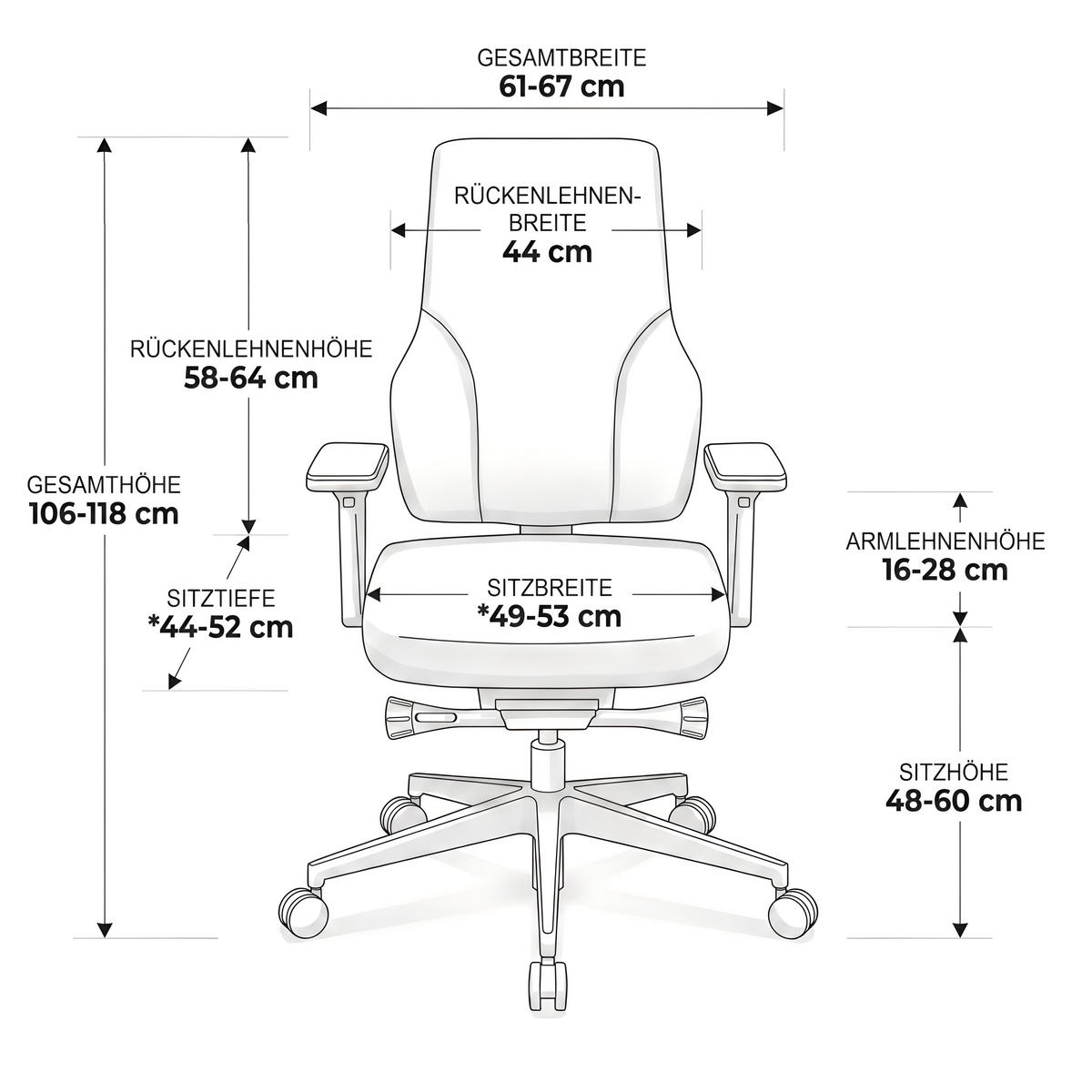 BÜROSTUHL Naros Stoff/Mesh Schwarz - ergonomisch, 150 kg belastbar, Sitzhöhe 48-60cm - Schwarz, Kunststoff/Textil (65/106/67cm) - Versee