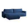 ECKSOFA TURIN P Blau Kordstoff mit Schlaffunktion - Blau, Holz (265/183cm) - MASSENO