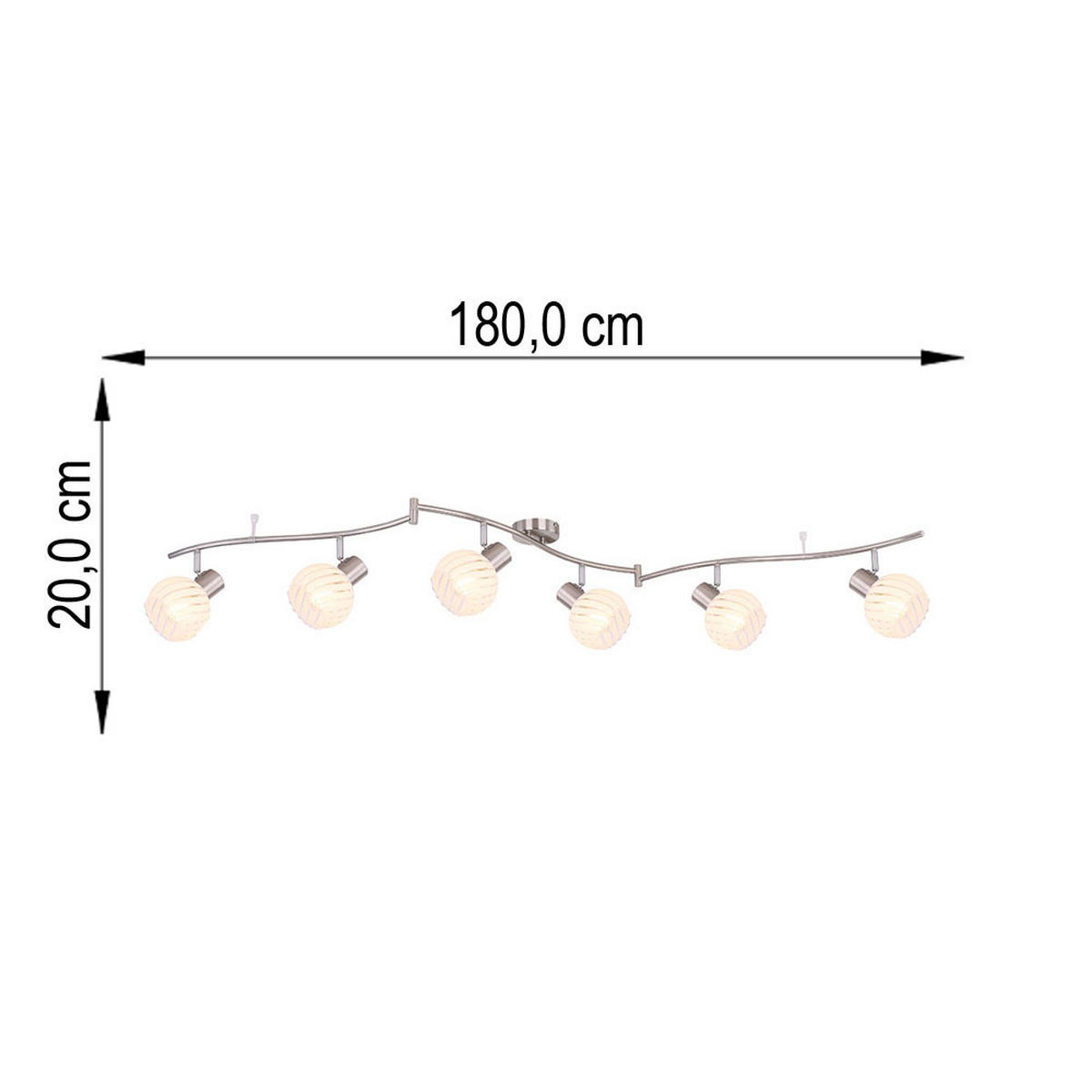 DECKENLEUCHTE Silber Matt Gemustert - Silberfarben, Glas (180/26/20cm) - Globo Lighting