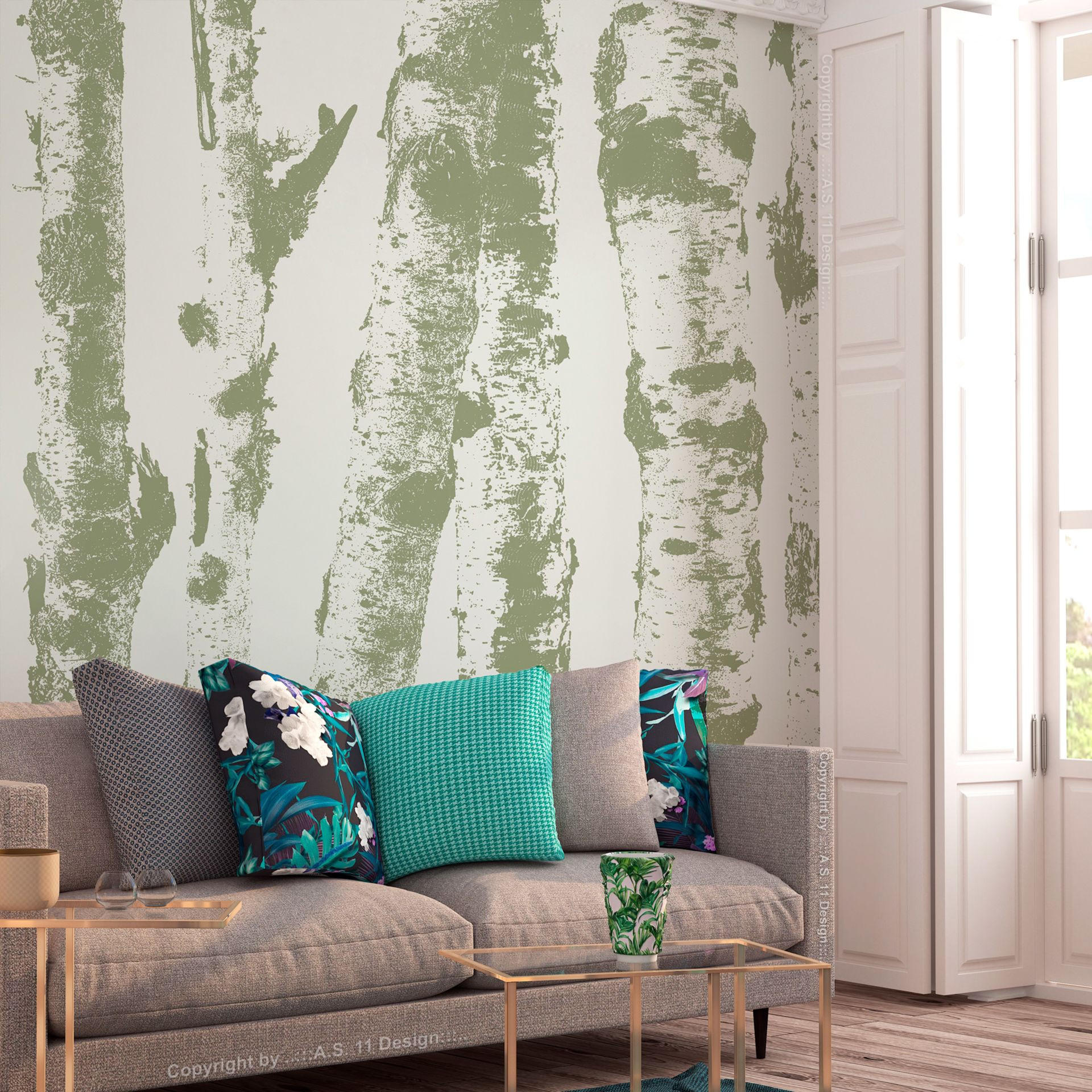 VLIESTAPETE Grün 100/70 cm - Grau/Grün, Textil (100/1cm) - KUNSTLOFT