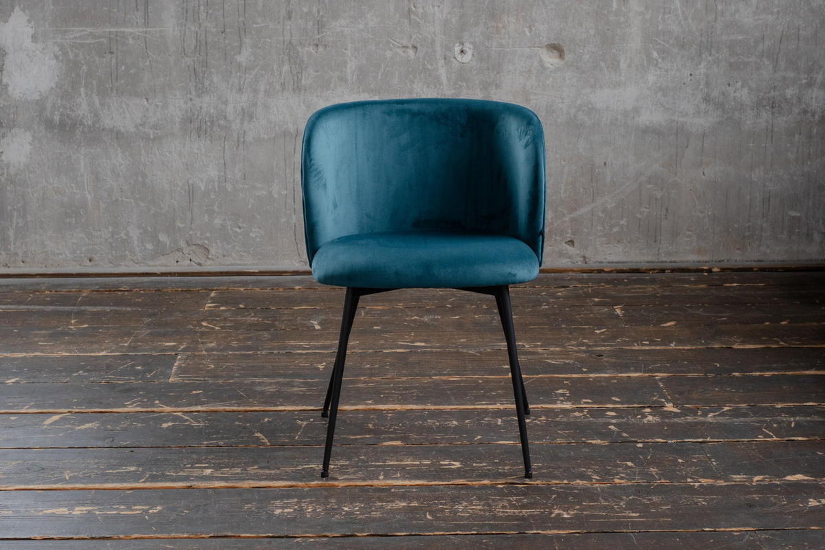 ESSZIMMERSTUHL LENA Petrol Velvet - Petrol, Textil (54/78/53cm) - KAWOLA