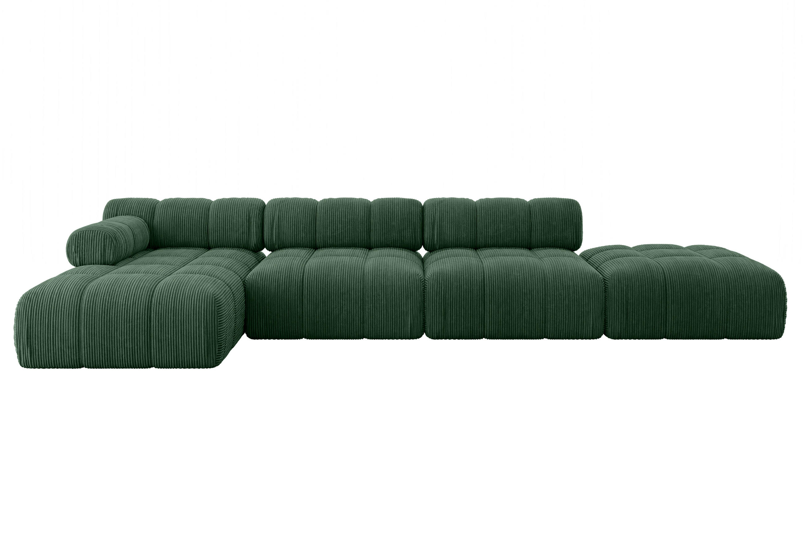 ECKSOFA modulares Sofa Lizur-L2 - 380x160x70 cm Grün Cord - Grün, Holzwerkstoff/Textil (380/160cm) - ALTDECOR