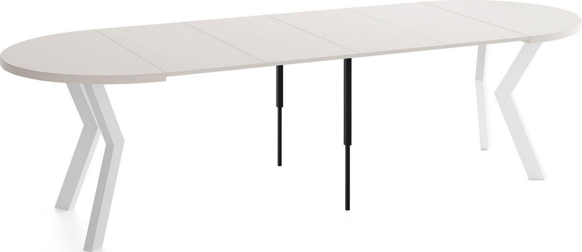 ESSTISCH Savio Weiß rund ausziehbar verlängerbar XXL, Kaschmir 100-300/100/77 cm - Kaschmir/Beige, Holz/Holzwerkstoff (100/300/77cm) - WFL GROUP