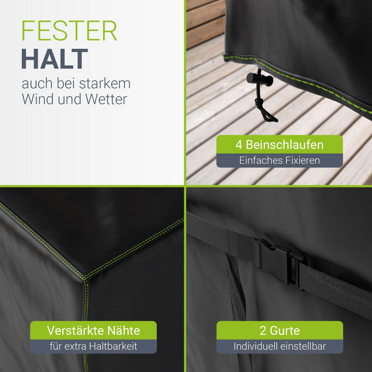 GARTENMÖBELABDECKUNG CoverSafe Pro schwarz - Schwarz, Kunststoff (210/90/250cm) - Juskys
