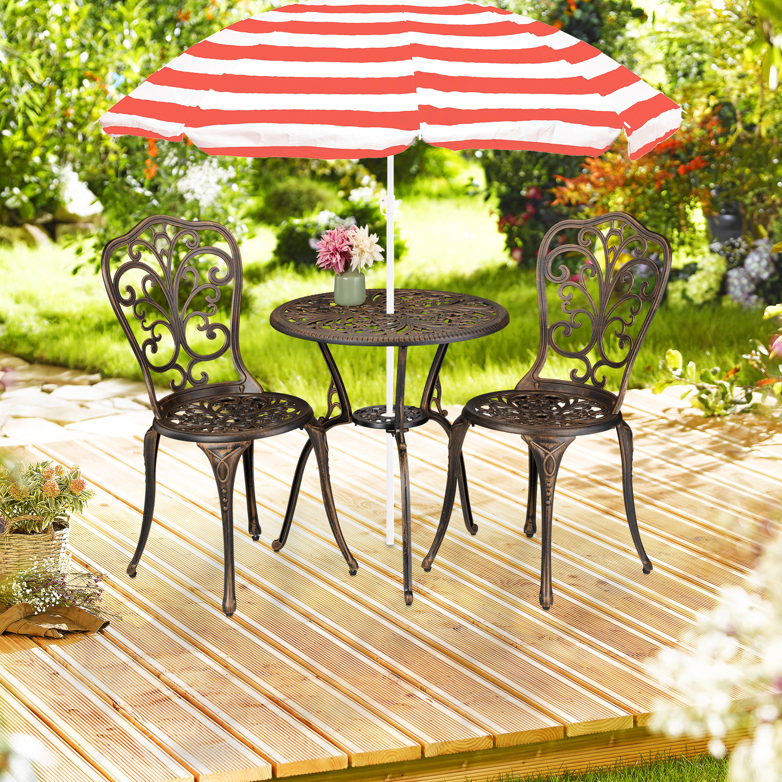 3-TLG.GARTENMÖBEL-SET - Multicolor, Metall - Relaxdays