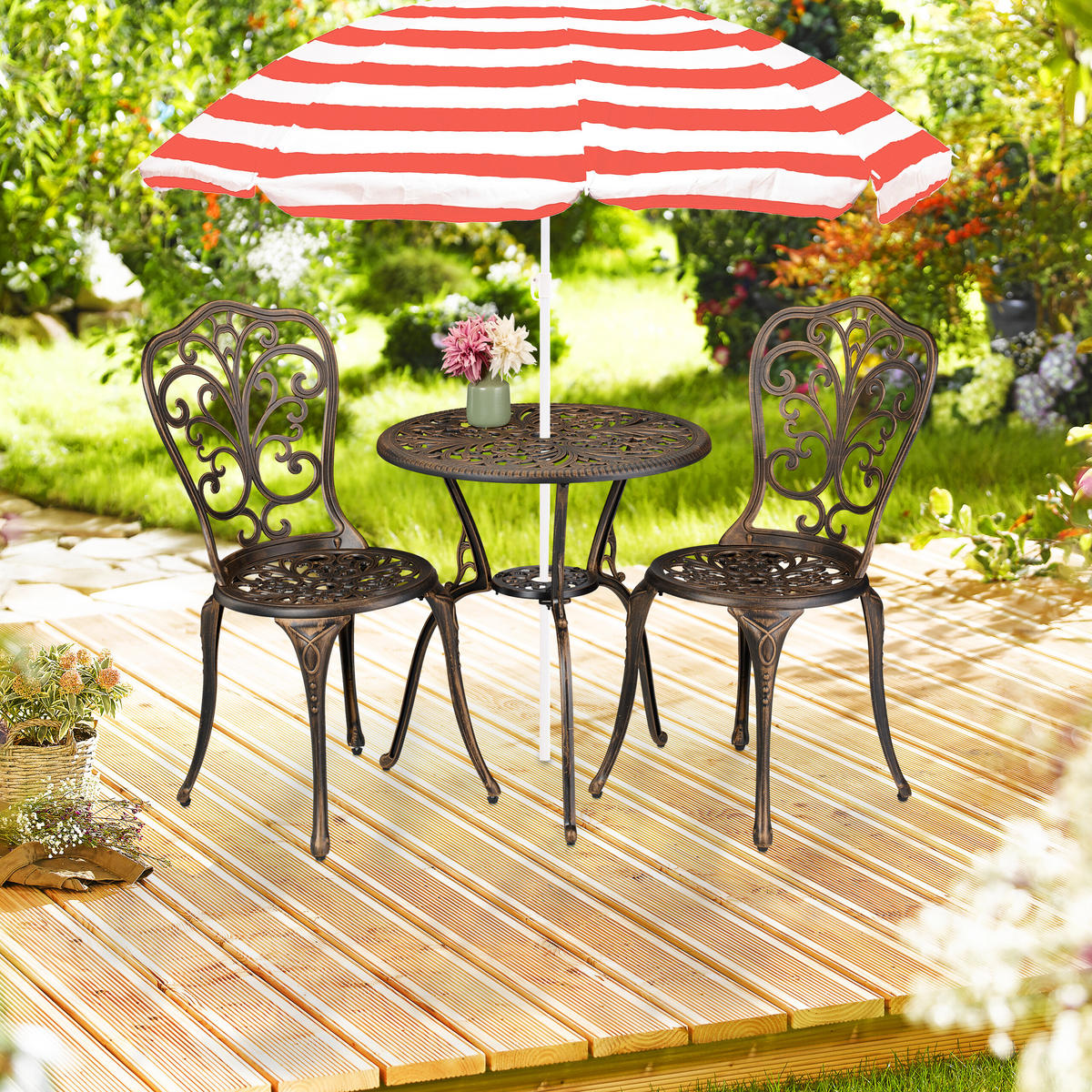 3-TLG.GARTENMÖBEL-SET - Multicolor, Metall - Relaxdays
