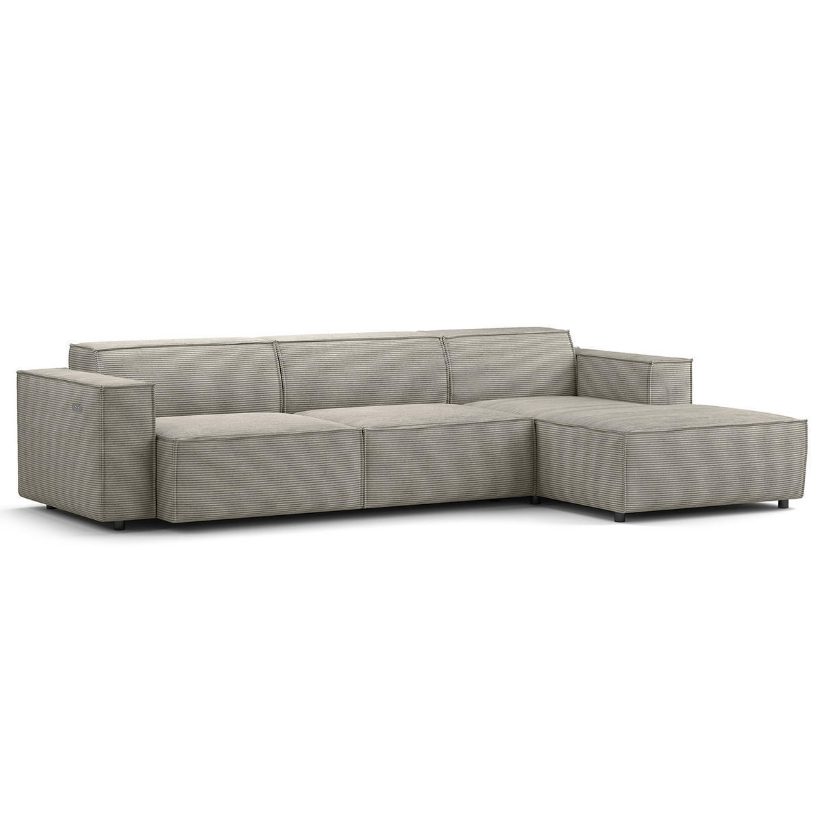 ECKSOFA mit Longchair - Graubraun/Schwarz, Kunststoff/Textil (294/177cm) - home24