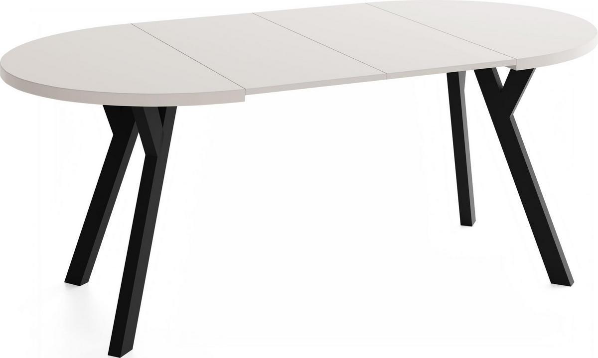 ESSTISCH Vero rund ausziehbar verlängerbar, Kaschmir 90-190/90/77 cm - Kaschmir/Schwarz, Holz/Holzwerkstoff (90/90/77cm) - WFL GROUP