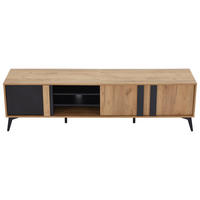 TV-ELEMENT 180/40/50 cm Braun mit 3 Türen und offenem Fach - Schwarz, Holz (180/50/40cm) - Oxeza