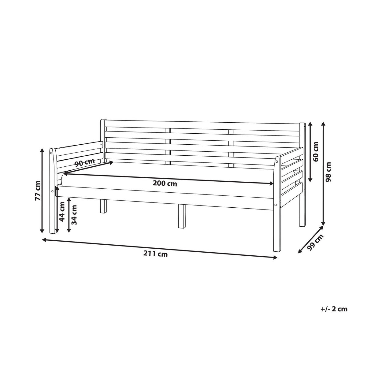 PAT DE ZI lemn 90/200 cm alb Theza - alb, lemn (90/200cm) - Beliani