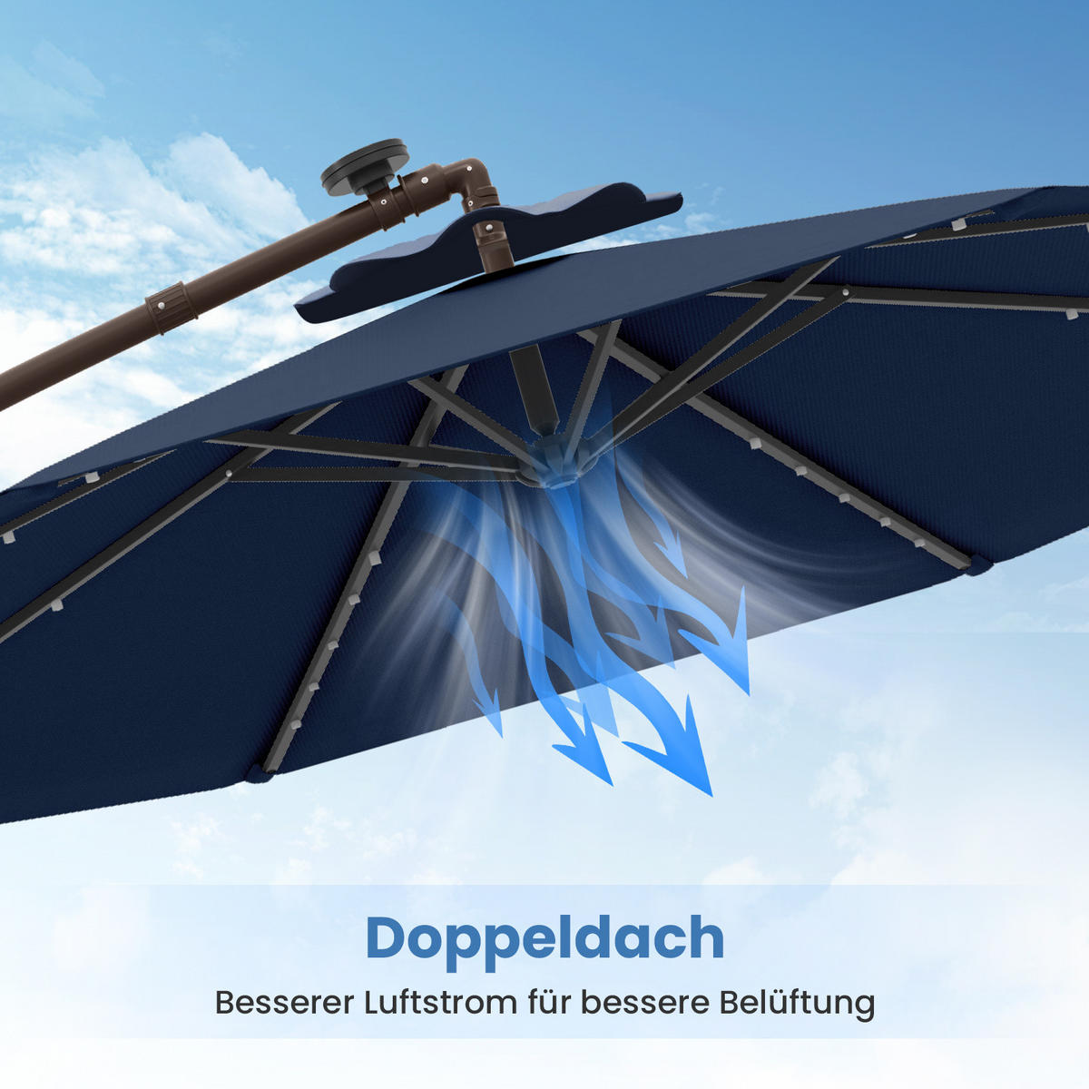 HÄNGESCHIRM Marineblau - Dunkelblau, Textil (300/300cm) - COSTWAY