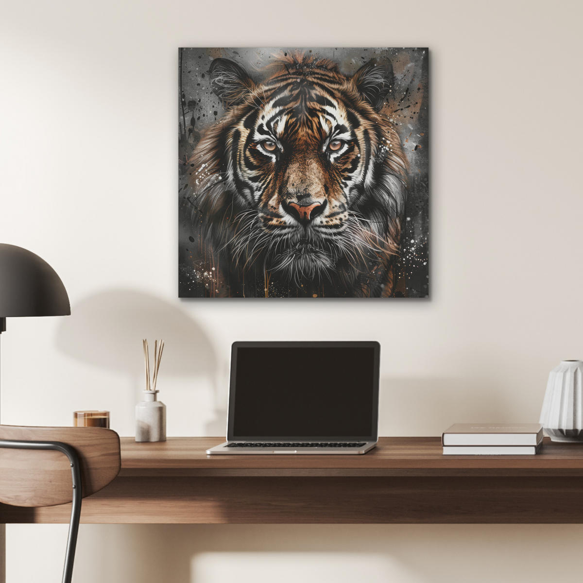 AKUSTIKBILD Tiger - Tiere - Porträt - Luxus - Schwarz Wandbilder 60x60 cm - Braun, Kunststoff (60/60/0.9cm) - MuchoWow