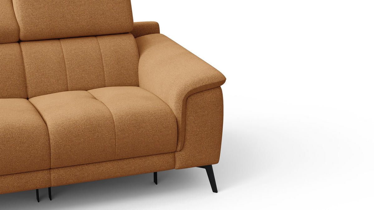RELAXSOFA FIERO 2-Sitzer mit 2 Relaxfunktionen, orange - Schwarz/Orange, Holzwerkstoff/Textil (170/82/103cm) - Courtois Laville