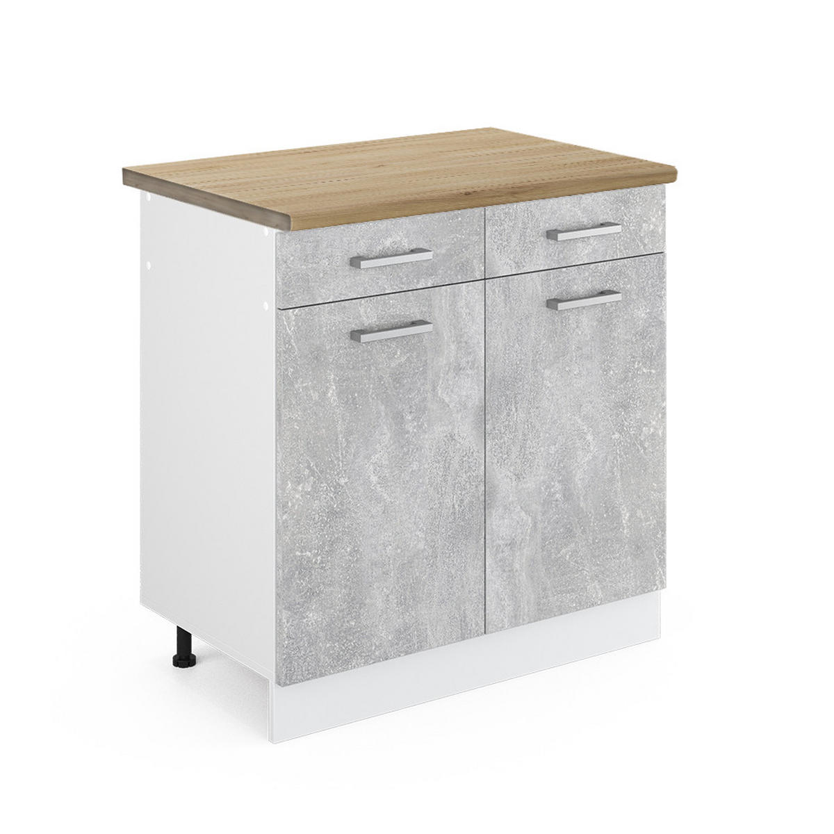 KÜCHENUNTERSCHRANK R-Line Beton 80 cm, AP Eiche - Schieferfarben/Weiß, Holzwerkstoff (80/81.6/60cm) - Vicco
