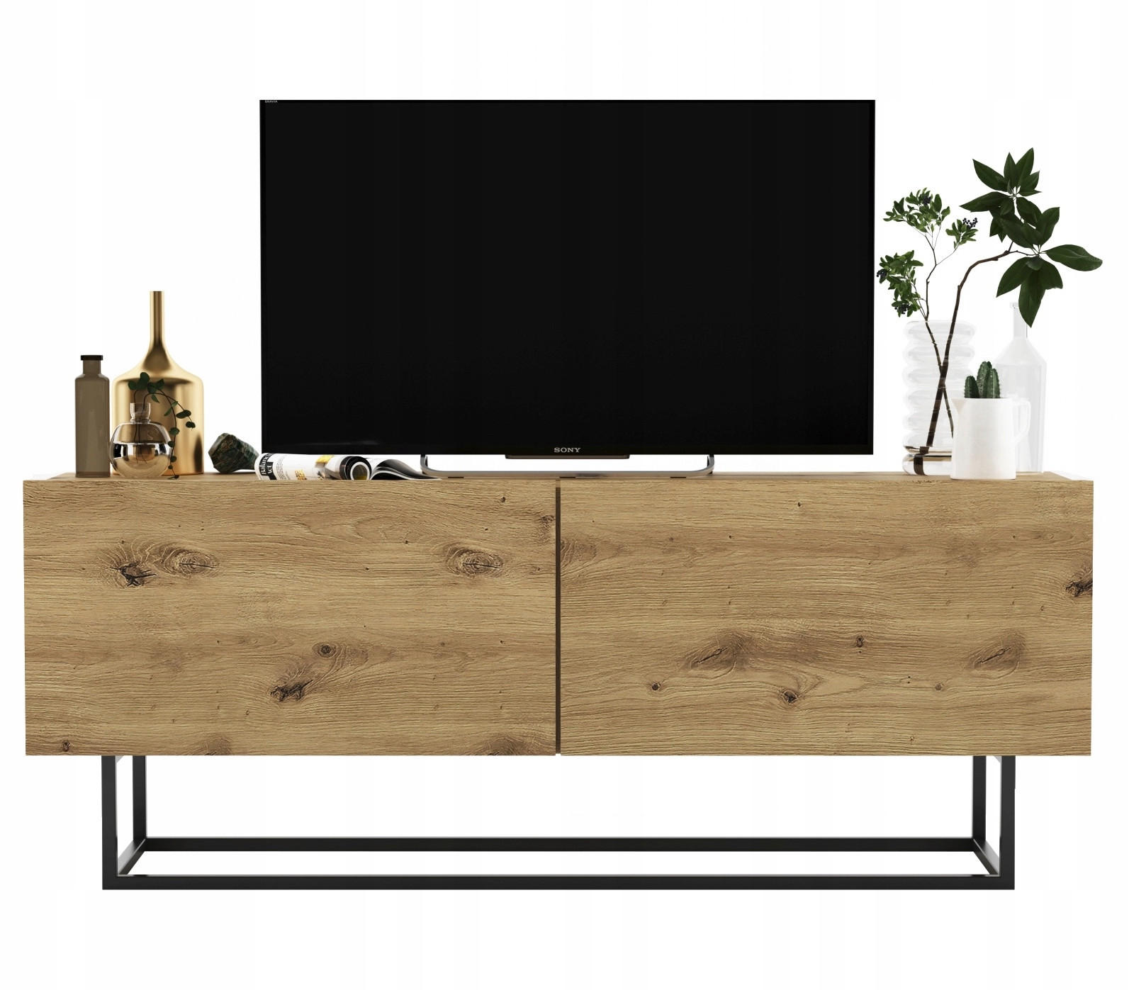 TV-SCHRANK Enjoy Eiche artisan matt matt mit Metallrahmen 120 cm - Schwarz/Eiche Artisan, Holzwerkstoff/Metall (120/46/35cm) - Meble Lindner