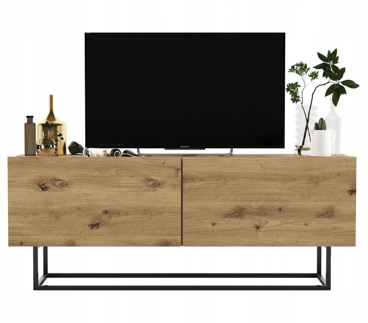 TV-SCHRANK Enjoy Eiche artisan matt matt mit Metallrahmen 120 cm - Schwarz/Eiche Artisan, Holzwerkstoff/Metall (120/46/35cm) - Meble Lindner