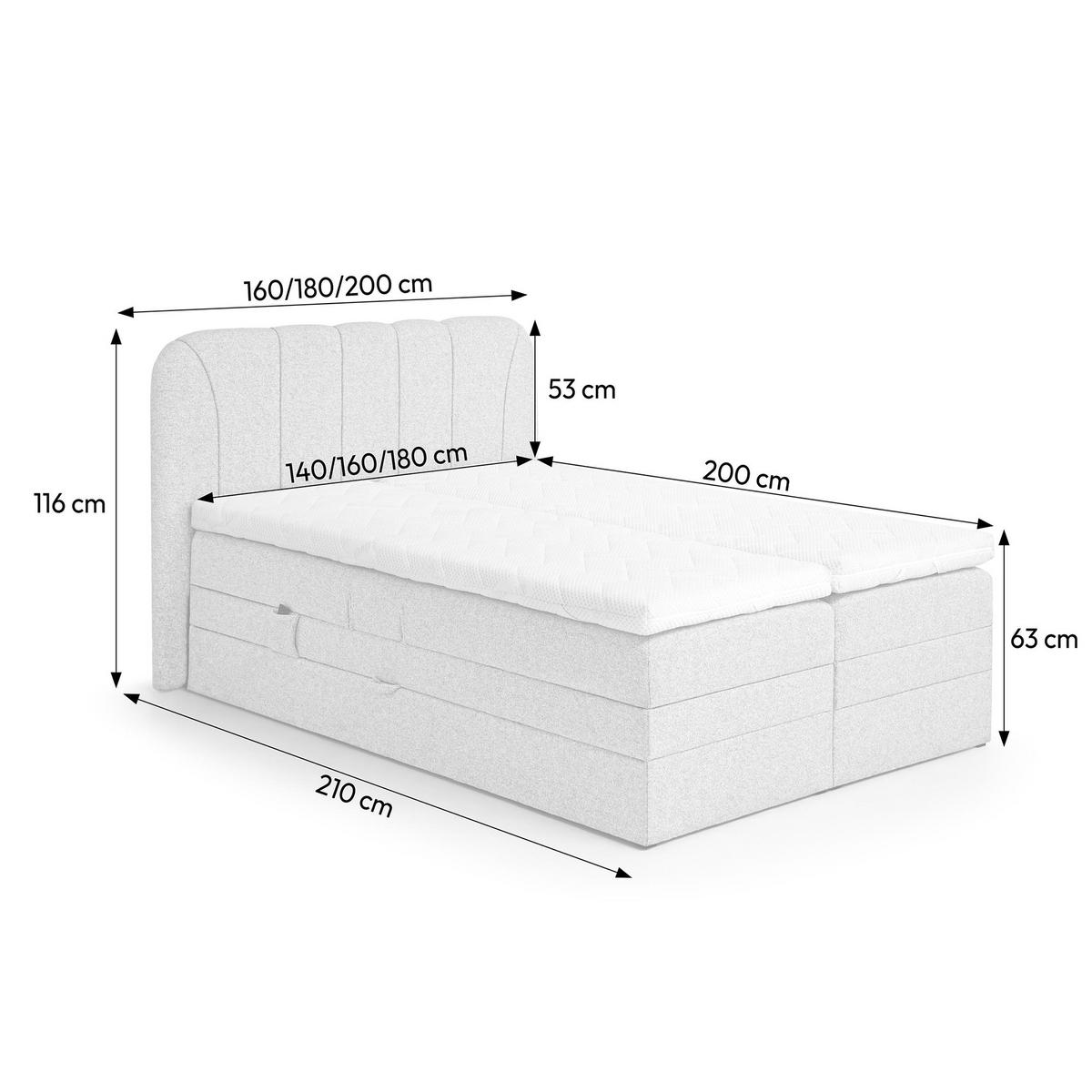 BOXSPRINGOVÁ POSTEL Romeo s elektrickým polohováním matrace, 140x200 cm, tmavě šedá - tmavě šedá, textil (140/200cm) - Beautysofa