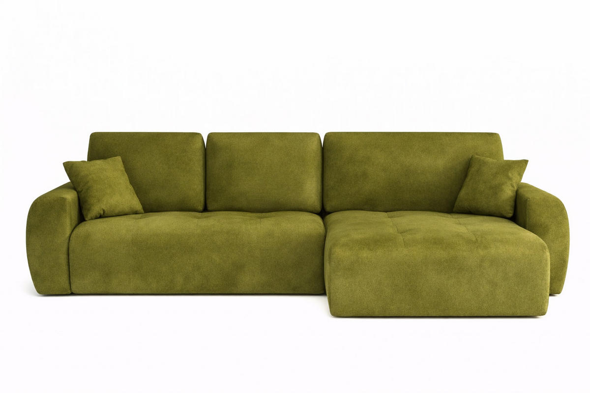 ECKSOFA Mit Schlaffunktion Und Bettkasten L-Form Ivo L, Veloursstoff Salvador, Olive, Rechts - Olivgrün, Holz (250/142cm) - Kaiser Möbel