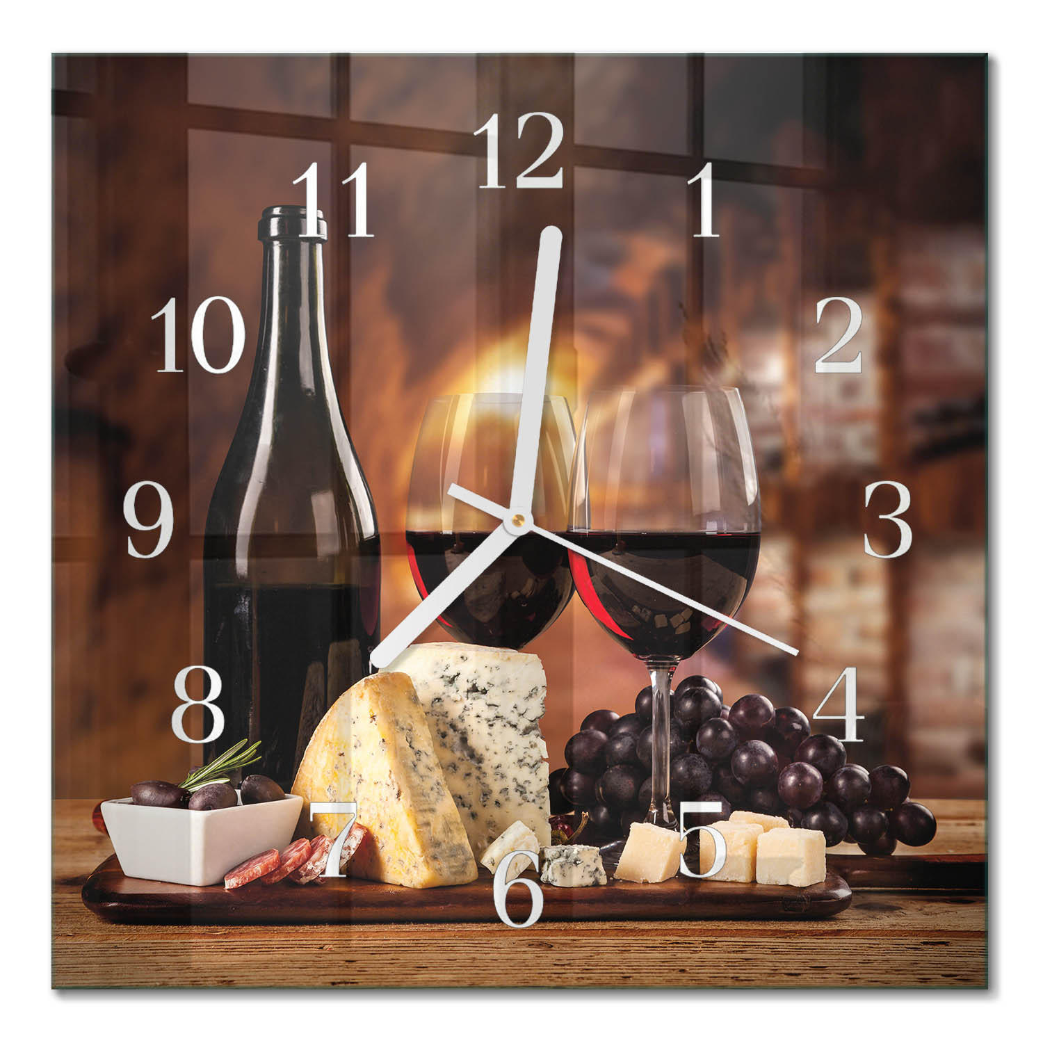 WANDUHR 30x30 cm - Wein - Braun, Glas (30/30/0.4cm) - TULUP