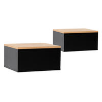 NACHTTISCHE schwebende – Set aus 2 schewebende Nachttischen Desi Schwarz/Eiche - Schwarz, Holzwerkstoff (40/21/35cm) - VS Venta-stock