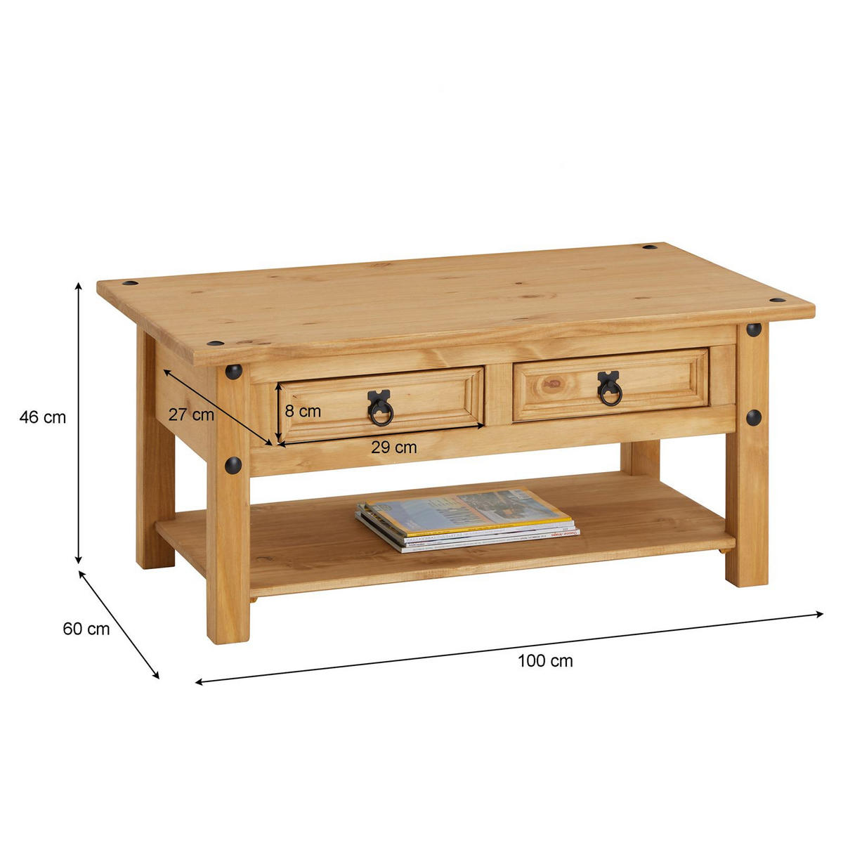 COUCHTISCH SALSA - Naturfarben, Holz (60/100/46cm) - CARO-Möbel