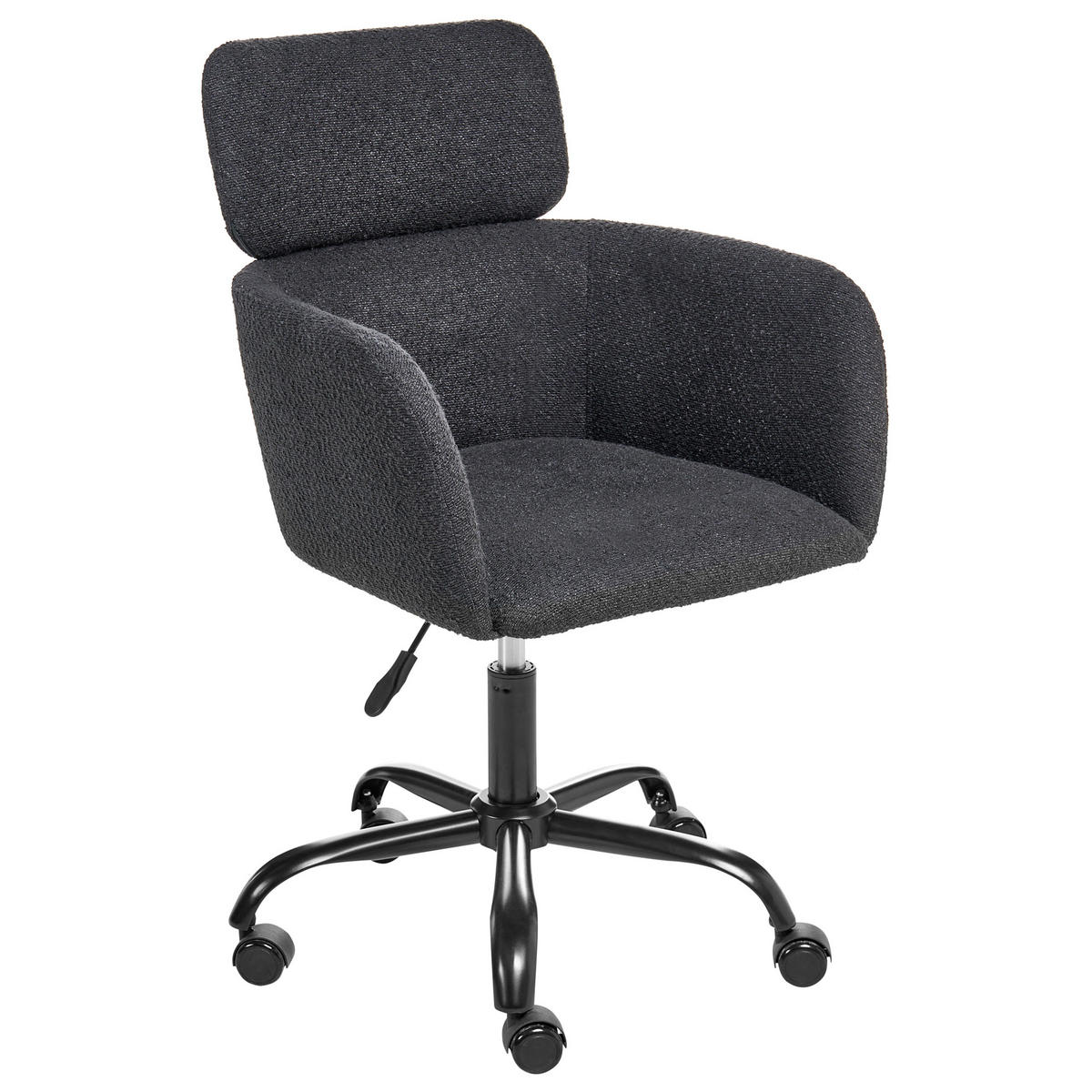 SCHREIBTISCHSTUHL Bouclé Schwarz Alena - Schwarz, Textil (60/84/60cm) - Beliani