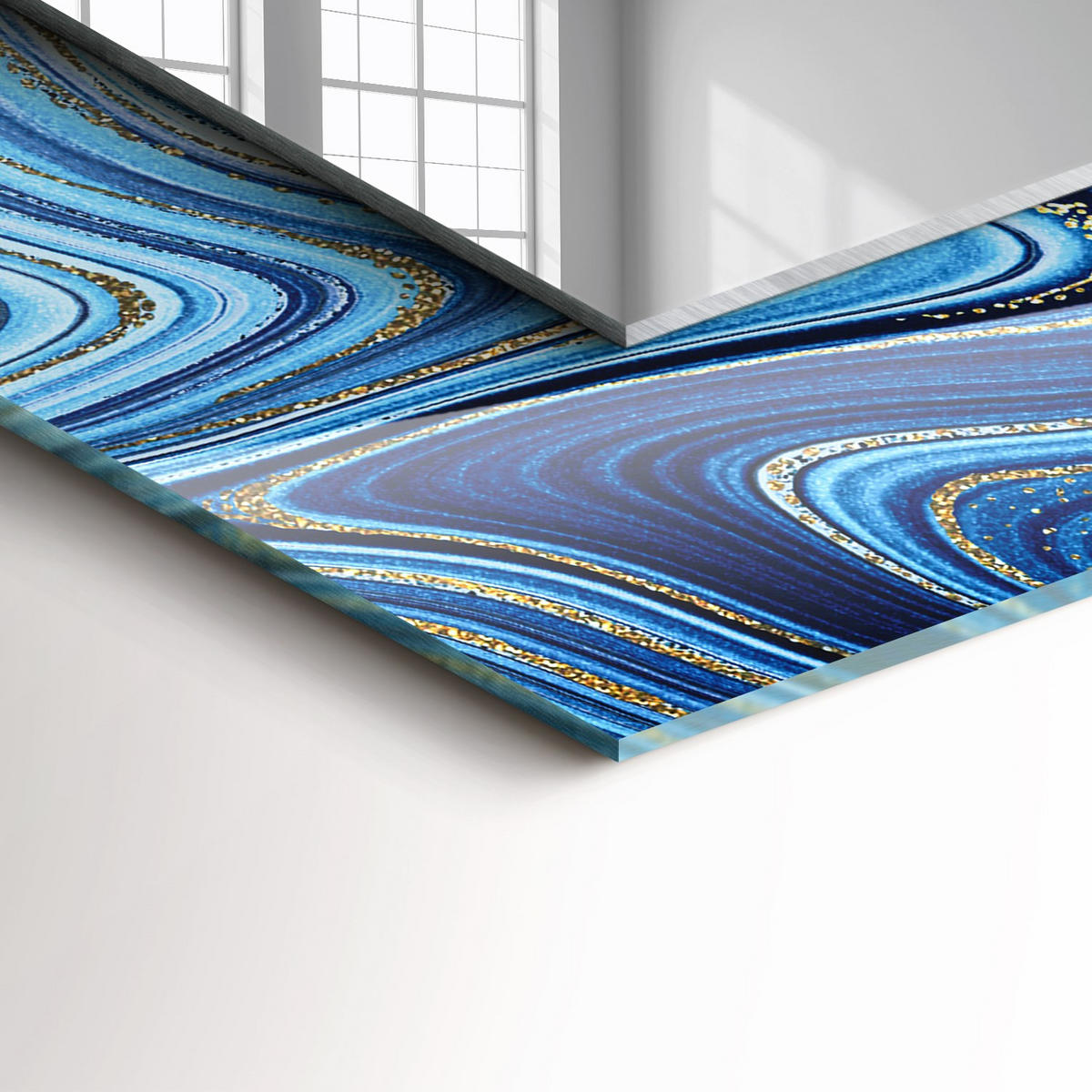 SPIEGEL 80 x 60 cm Rechteckig mit Aufdruck - Blau, Glas (80/60/0.4cm) - TULUP
