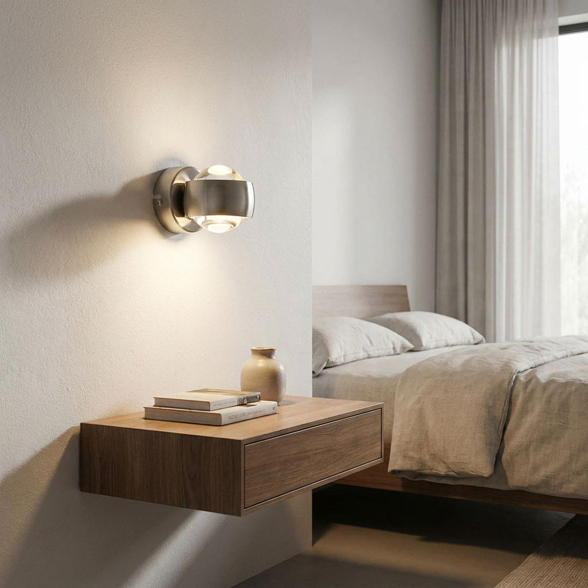 LED WANDLEUCHTE RANDI Silber matt - Silberfarben, Glas (7.5/10/10cm) - Globo Lighting