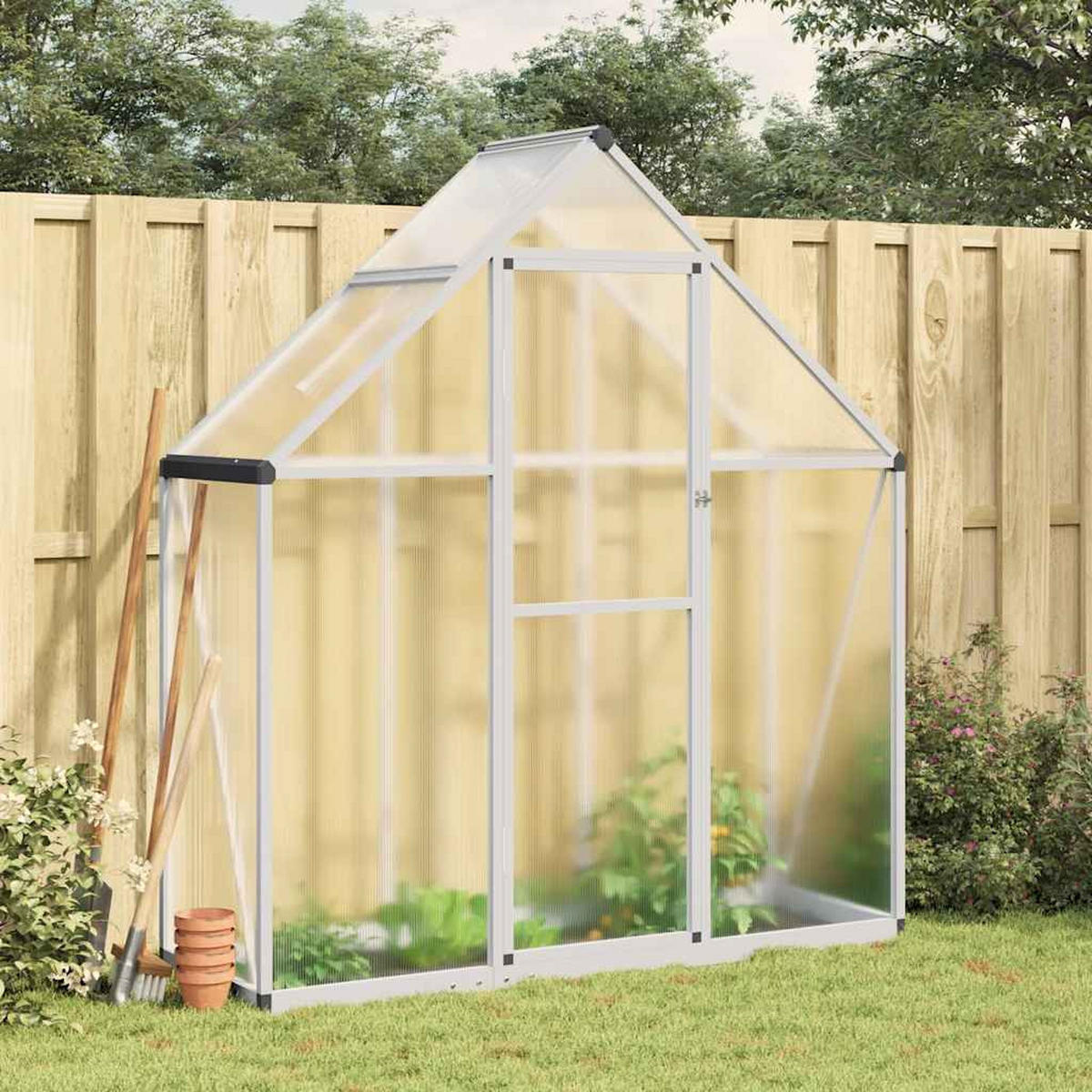 GEWÄCHSHAUS mit Fundamentrahmen Silbern 169x58x195cm Aluminimum - Silberfarben, Metall (58/195/169cm)