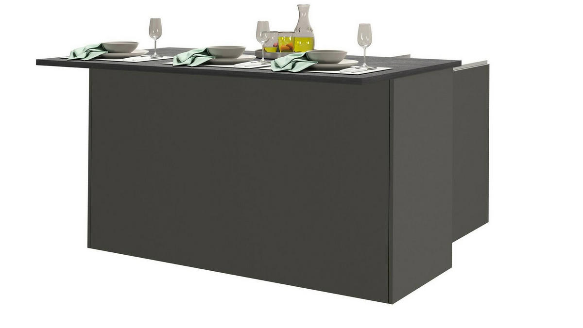 KÜCHENINSEL Anthrazit, Schiefer 90/155/90 cm - Schwarz, Holzwerkstoff (155/90/90cm) - DMORA
