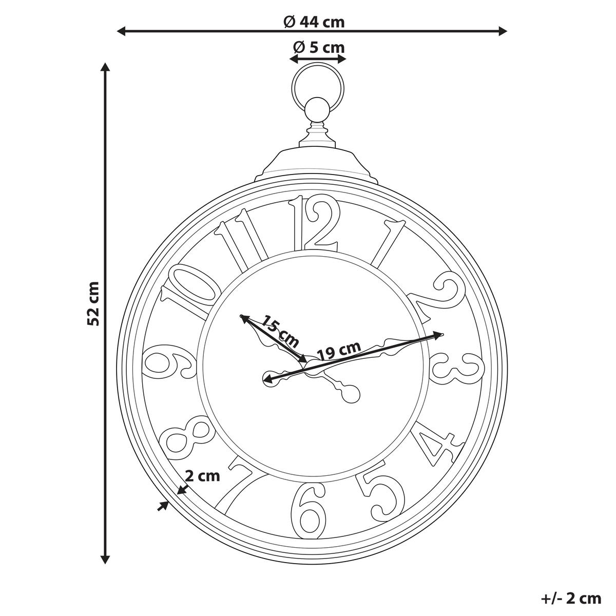 WANDUHR Kunststoff schwarz/kupfer Alloza - Schwarz, Kunststoff (44/52/5cm) - Beliani