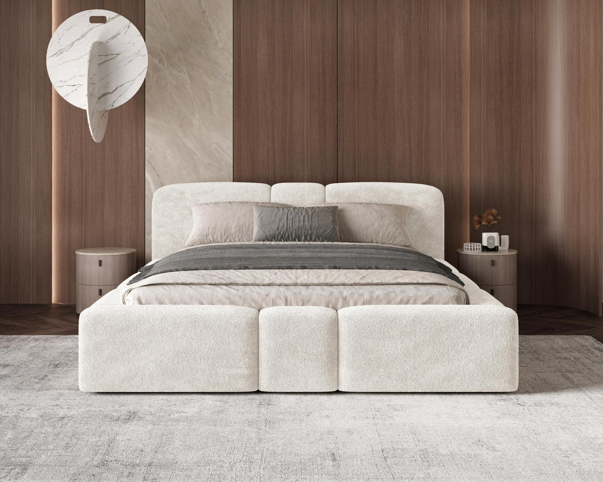 POLSTERBETT Monte200x200 cm- Bettkasten und Stauraum - Doppelbett mit Stabilem Metallrahmen - Monte-Stoff- Beige - Beige, Holzwerkstoff (200/200cm) - Chilly