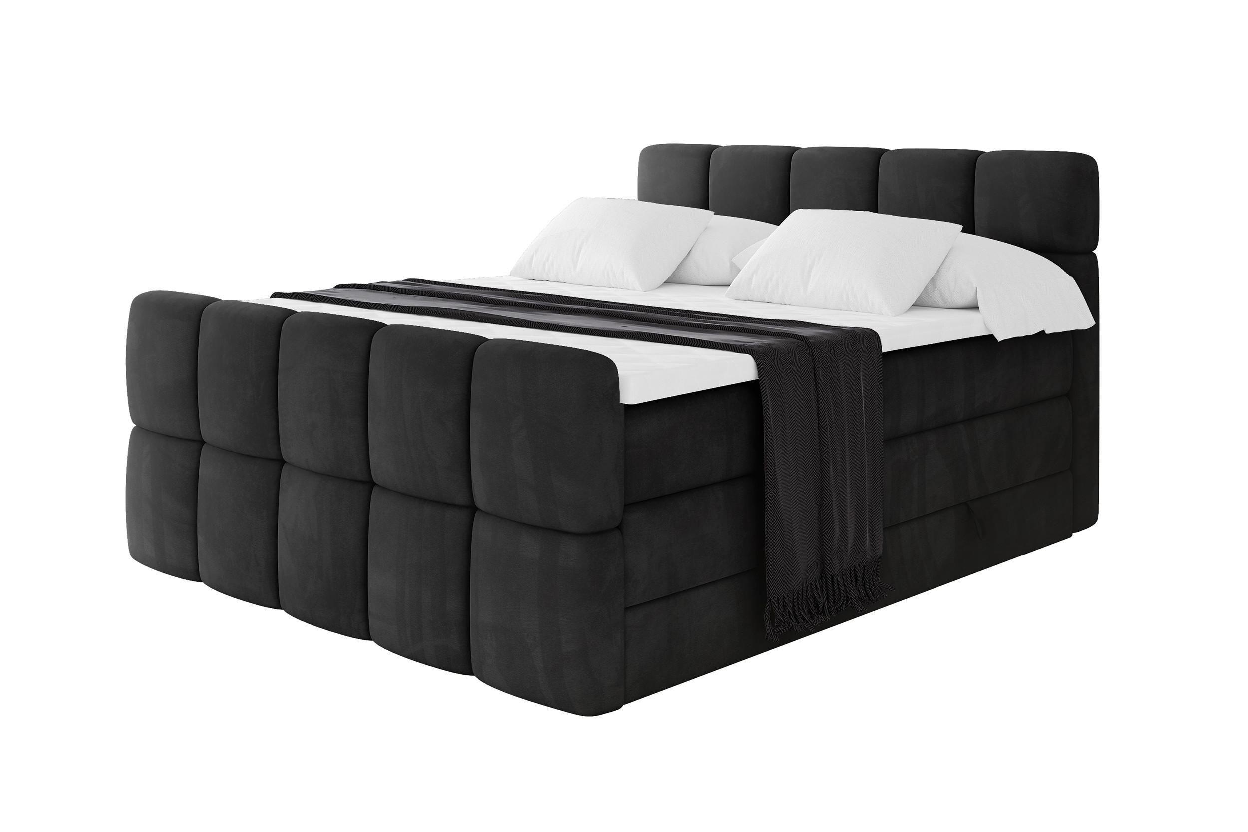 BOXBETT mit Matratze H3/H4 - FAMA-Z KING - 120x200 cm Schwarz Casablanca - Schwarz, Holzwerkstoff (120/200cm) - ALTDECOR