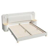 POLSTERBETT 180/200 cm mit Nachttischen und LED, DE-41849, in Beige - Beige, Holzwerkstoff (180/200cm) - ComfortXL