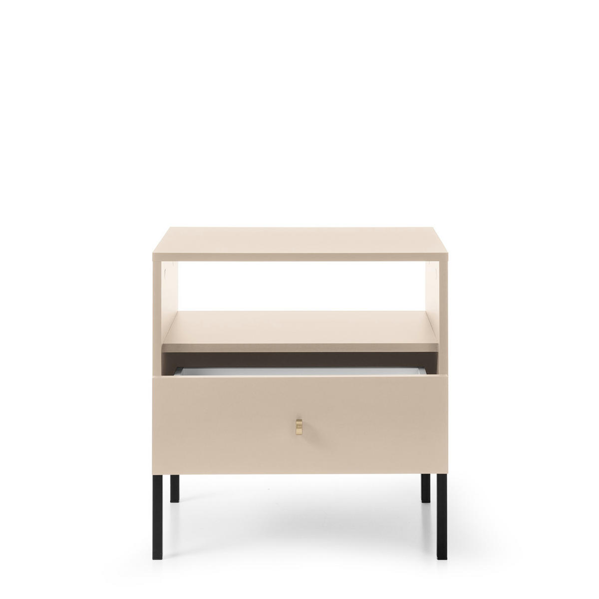 NACHTTISCH MONCTON STO2-1S Metalgriffe, Beige - Beige, Holzwerkstoff/Kunststoff (54/56/39cm) - Komodee