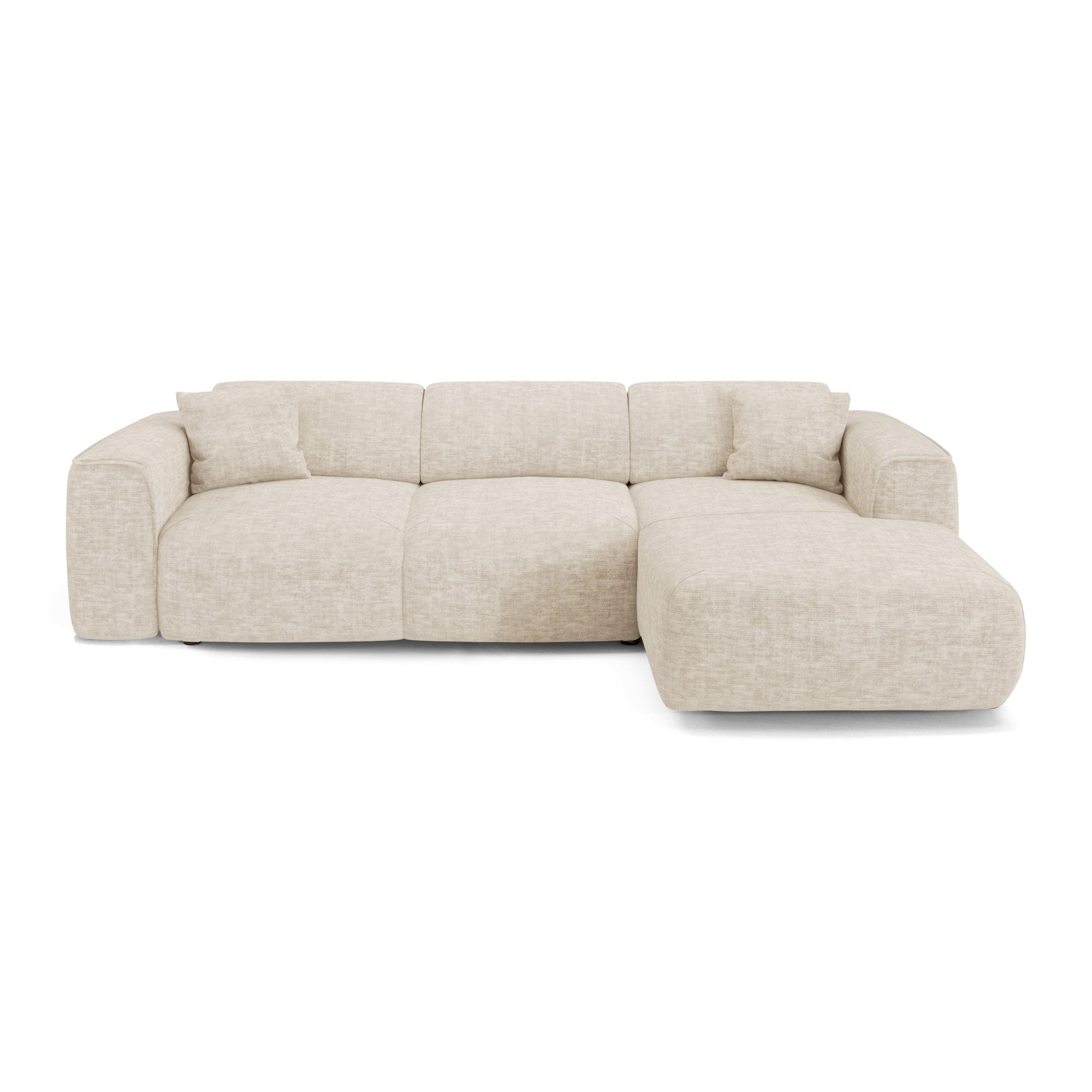 ECKSCHLAFSOFA Texturierter Samt Beige 283cm - Beige, Textil (283/180cm) - Sia Home