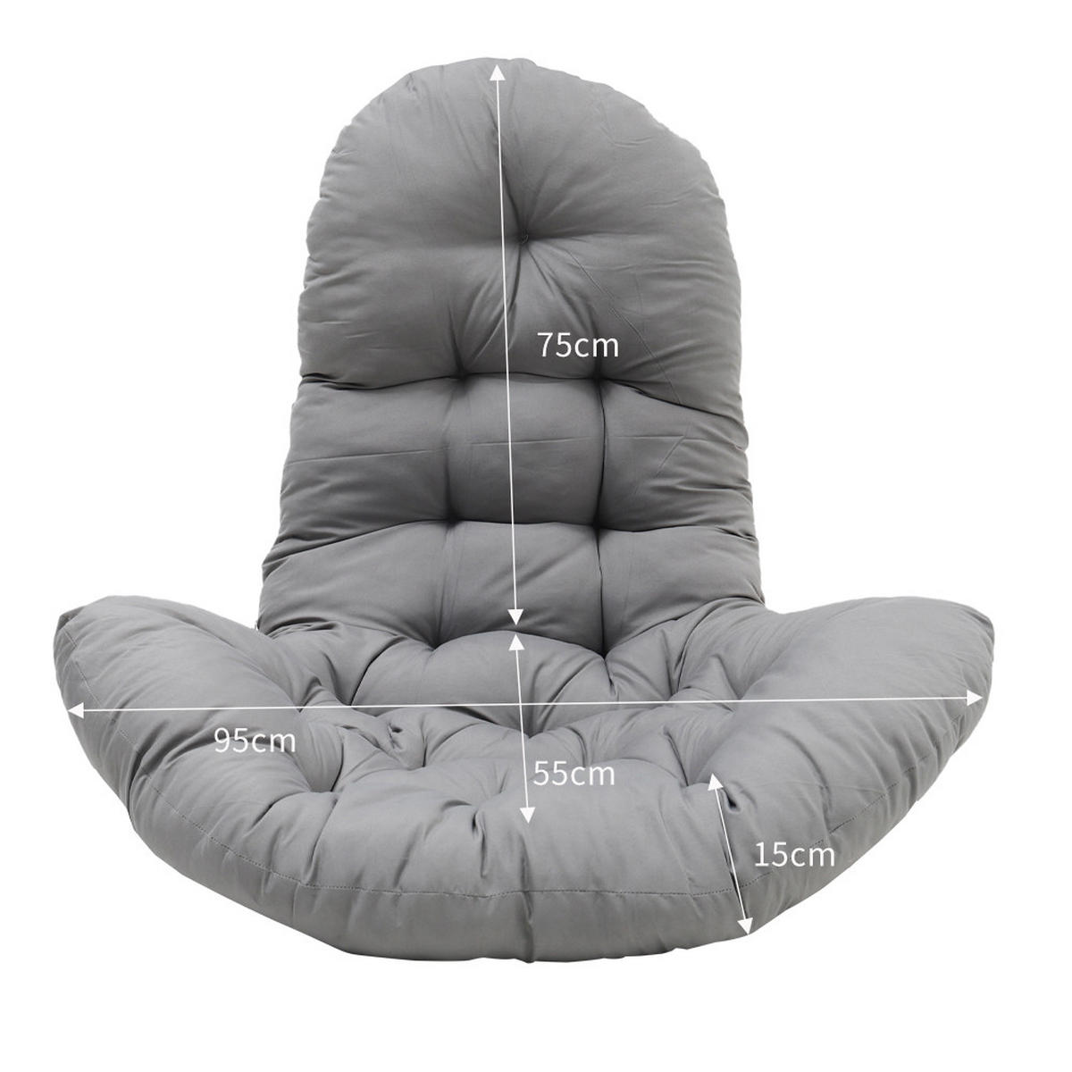 HÄNGESESSEL-KISSEN aus Polyester Baumwolle in Schwarz mit dicker Polsterung 95 * 55 cm - Grau, Textil (55/95cm) - Livingandhome