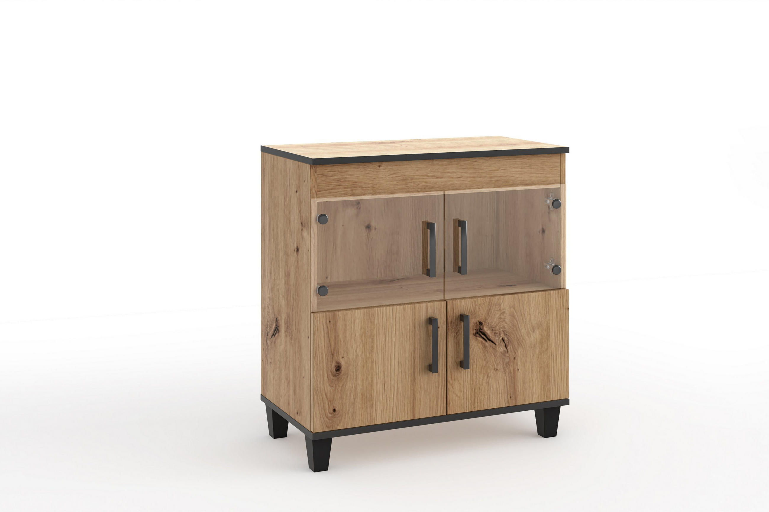 KOMMODE CORTEZA 80/90/40cm mit 4 Türen Eiche Artisan - Eiche Artisan, Holzwerkstoff (80/90/40cm) - MASSENO