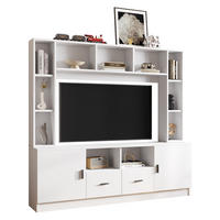 TV WOHNWAND SET 180cm Vitrine 2 Schränke 11 Fächer Weiß modern - Weiß, Holzwerkstoff (35/170/180cm) - FLIEKS
