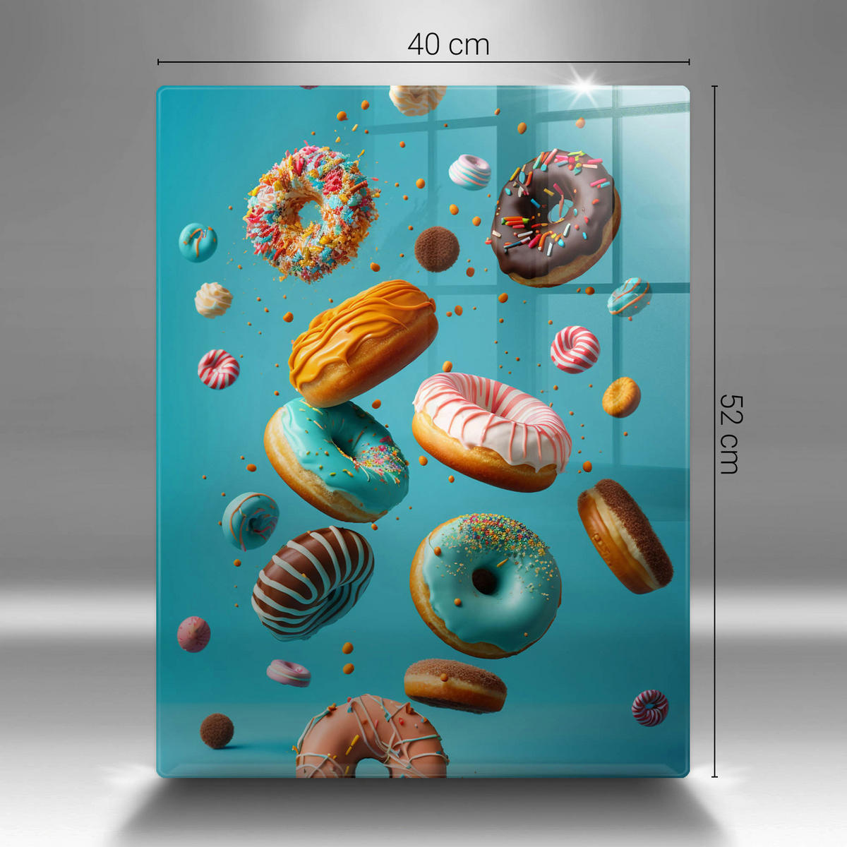 GLASPLATTE 40x52 cm Bunte Donuts - Orange, Glas (40/52cm) - Wallfluent