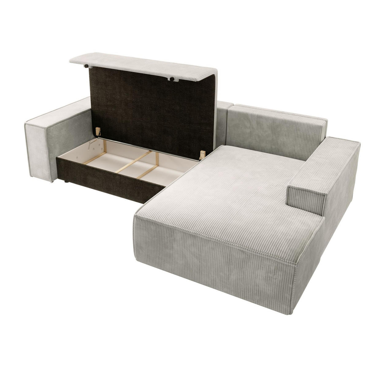 ECKSOFA Farese New Creme mit Cordbezug, rechts - Creme/Schwarz, Kunststoff/Textil (167/267cm) - Selsey