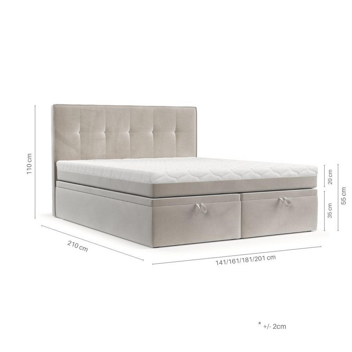 BOXBETT Arivo 140/200 cm Braun im Paros Stoff - Schwarz/Braun, Holz/Holzwerkstoff (140/200cm) - AltaBeds