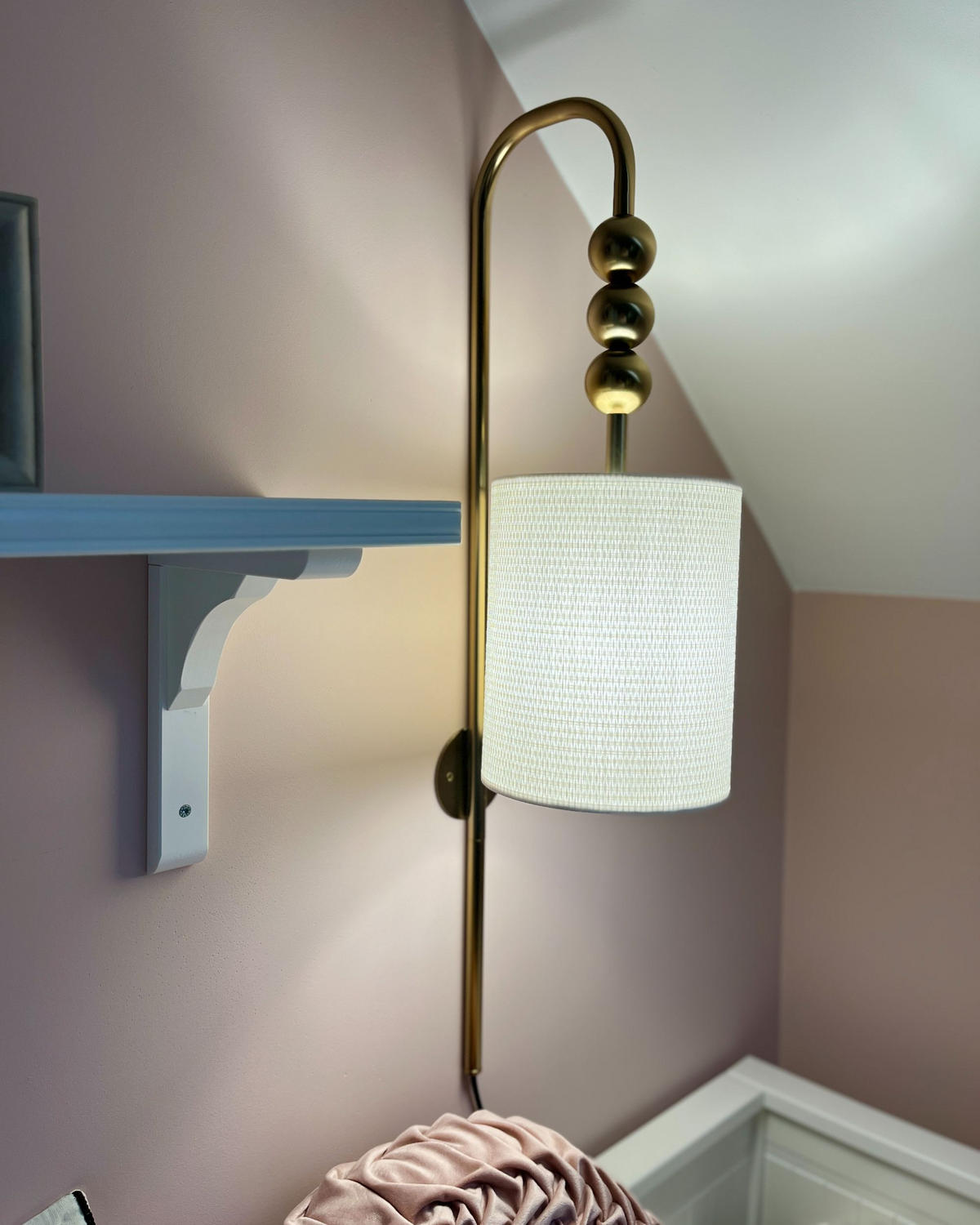 WANDLAMPE Messing Loky - Messingfarben/Weiß, Metall (18/78/18cm) - Beliani