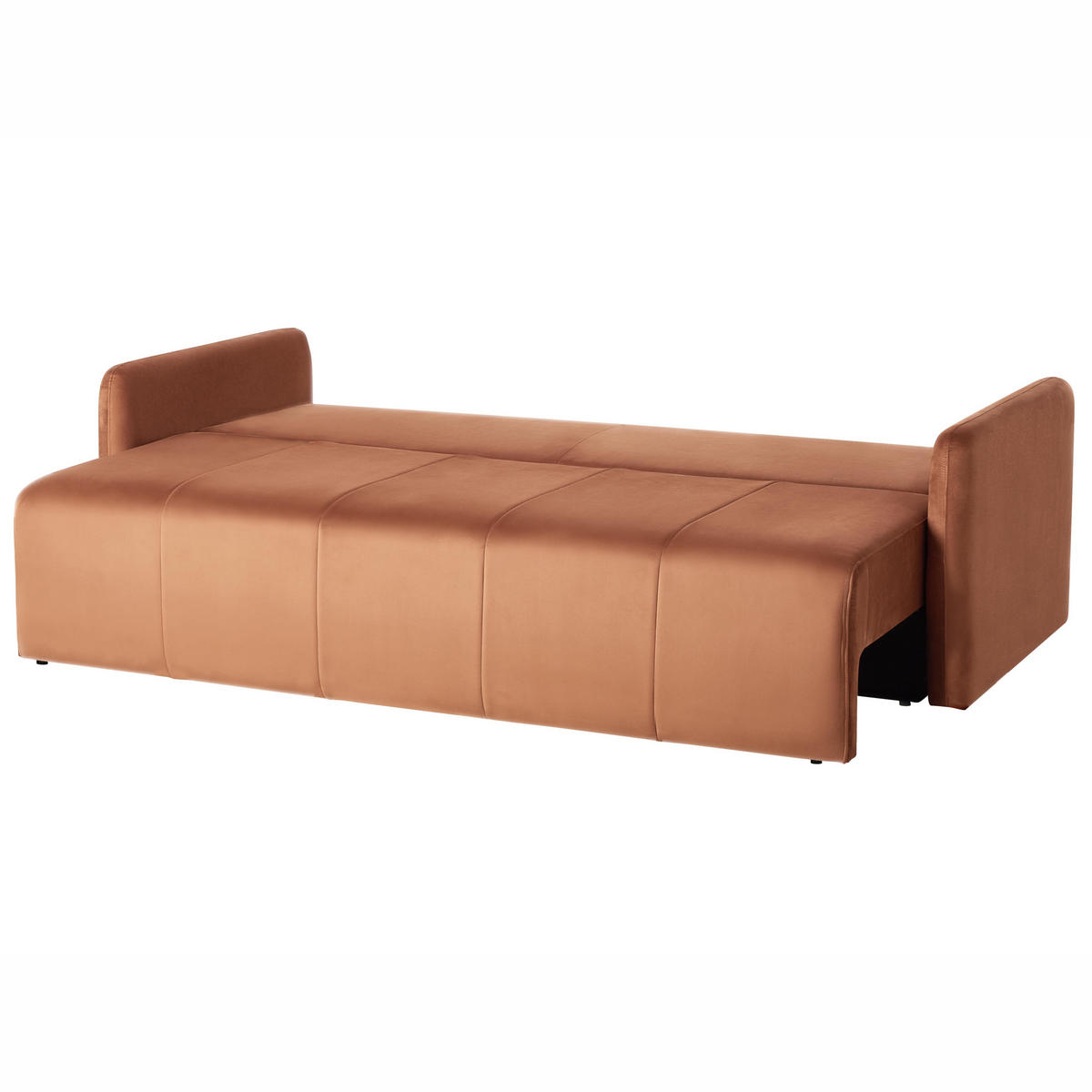ROZKLÁDACÍ POHOVKA 3-místná Sametová látka Zlatohnědá Egge - zlatá, textil (220/88/93cm) - Beliani