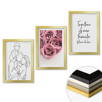 WANDBILDER 3er Set - 20x30 cm Goldrahmen - Rosensträuße als Familienzeichnung - Goldfarben, Kunststoff (20/30cm) - ArtPrintCave