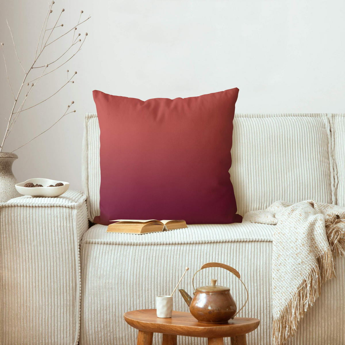 KISSENBEZUG Roter Farbverlauf 50/50 cm - Rot, Textil (50/50cm) - Bilderwelten