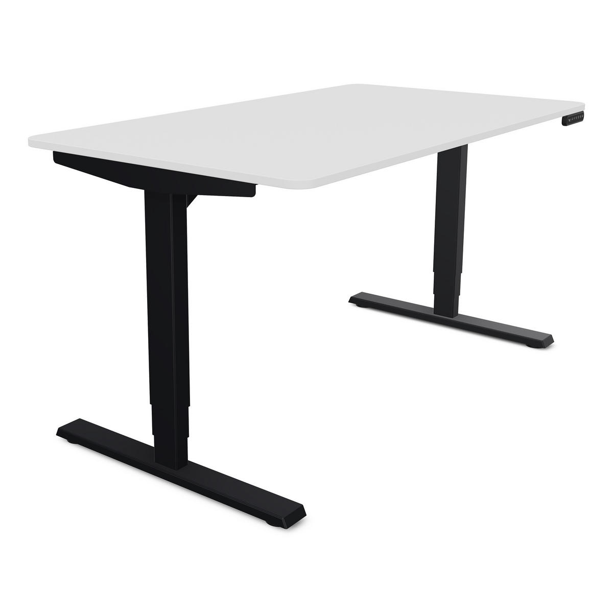 SCHREIBTISCH Elektrisch höhenverstellbarer Schreibtisch Y-Line Curved Signalweiß Schwarz 140/70/62-127cm - Schwarz/Weiß, Holzwerkstoff/Metall (70/140/127cm) - ASSMANN