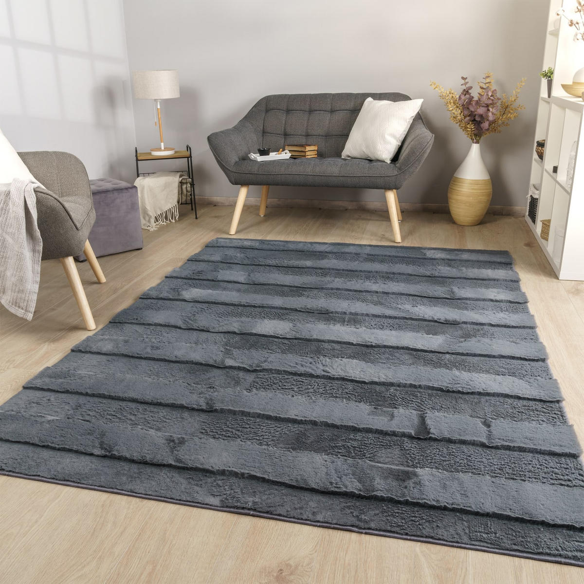 HOCHFLORTEPPICH Boho Anthrazit 160 x 220 cm - Anthrazit, Kunststoff (160/220cm) - TT Home