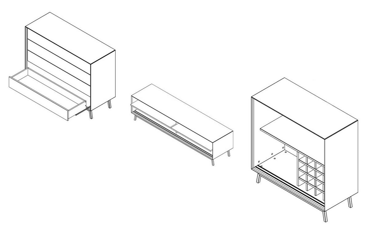 WOHNWAND 4er-Set Modern Loft Eiche Tabak 523 / 60 / 101cm - Eichefarben/Dunkelbraun, Holz/Metall (523/101/60cm) - Feldmann-Wohnen